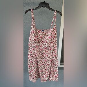 Old Navy Linen Blend Smocked Back XL Pockets Floral Print Sundress Spring Summer